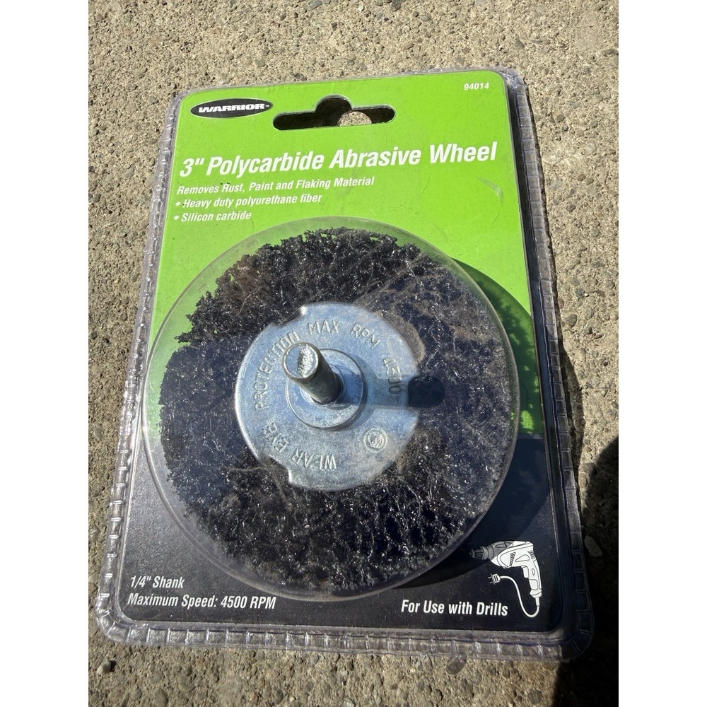 Warrior 3in Polycarbide Abrasive Wheel for Drills 1/4in Shank 4500 RPM 94014 NEW